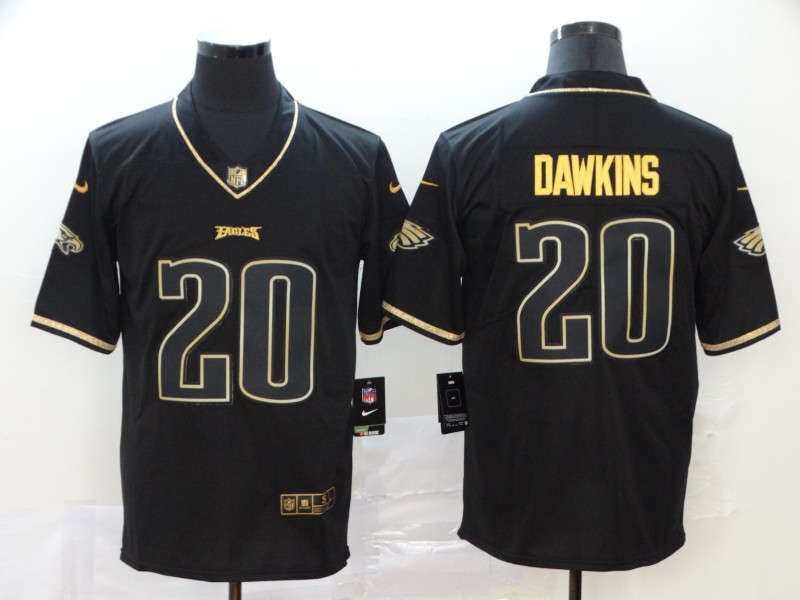 Men Philadelphia Eagles #20 Dawkins Black Retro gold character Nike NFL Jerseys->new york giants->NFL Jersey